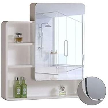 Imagem de pcagfaajmh Armário de banheiro com espelho montado na parede combinação de armário de espelho de carvalho montado na parede com prateleira (cor: branco, tamanho: 60 * 14 * 80 cm) (branco 70 * 14 * 80