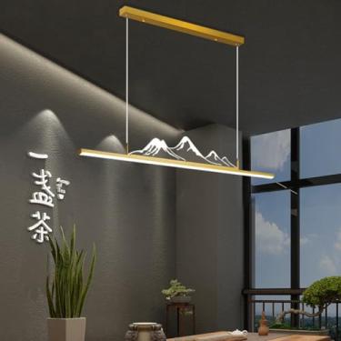 Imagem de Lustre LED moderno e criativo para sala de jantar, com intensidade de luz ajustável (3000K/4500K/6500K) e controle remoto. Ideal para sala de jantar, sala de estar, casa de chá e escritório