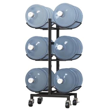 Imagem de VZQJHKMPXFS Jarro de água dobrável de 5 galões com rodas bloqueáveis, prateleira organizadora de armazenamento de jarro refrigerador resistente, suporte de jarro de água para casa, escritório/academia