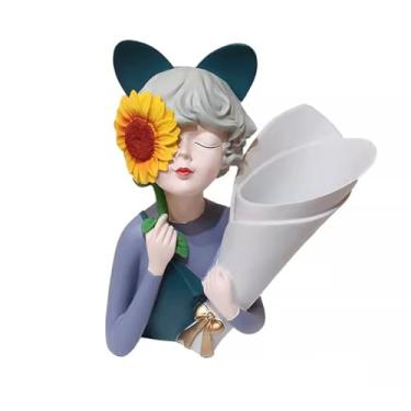 Imagem de Decoração moderna de vaso para sala de estar em casa, mesa de jantar, flores secas, hall de entrada, decoração de armário de TV, adequado para sala de estar, estudo, escultura de escritório (roxo)