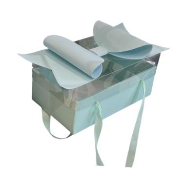 Imagem de predolo Caixa de presente transparente com tampa para o Dia dos Namorados, ideal para arranjos de flores e chocolates, perfeita para o Dia Mães e para, Azul Claro