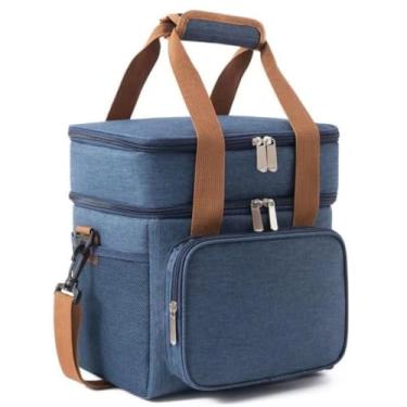 Imagem de Bolsa Térmica Grande Espaçosa Dois Compartimentos Lancheira Para Marmita, Passeio, Escola, Faculdade, Trabalho Bolsa Para Marmita, PREMIUM (Azul)