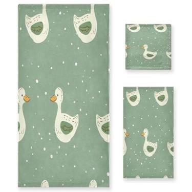Imagem de xigua Conjunto de toalhas de banheiro de pato de desenho animado absorvente macio 3 peças toalha de banho toalha de mão toalhas decorativas para banheiro, academia, hotel, praia, piscina