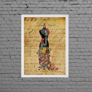 Imagem de Quadro Vintage Manequim Costura 33X24Cm - Com Vidro