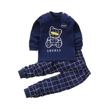 Imagem de Pijamas De Algodão Para Crianças Com Manga Longa E Calças Conjunto De 