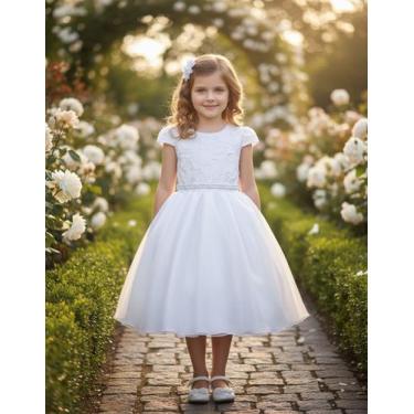 Imagem de Vestido Juvenil Princesa Bordado Casamento Batizado Curto - Algodoão D