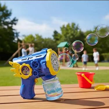 Imagem de Pistola de Bolhas de Sabão Automática, Brinquedo com Refil Incluso Bolha Sabão (Azul)