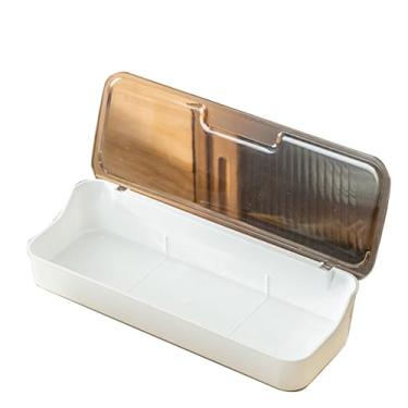 Imagem de LiebeWH Caixa de Armazenamento de Drenagem de Pauzinhos, Organizador de Utensílios de Cozinha de Plástico Com Tampa, Bandeja Compacta de Talheres para Armazenar Colheres e Garfos