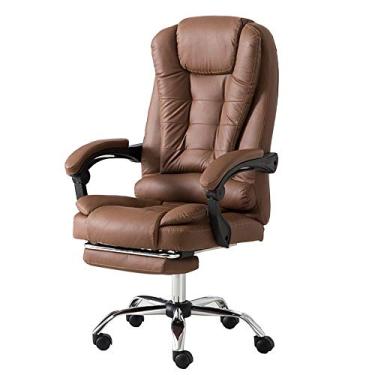 Imagem de Cadeiras de mesa reclináveis executivas cadeira de mesa reclinável com encosto alto design ergonômico PU cadeira de computador suporte lombar apoio de pé telescópico peso de rolamento 150 kg (cor