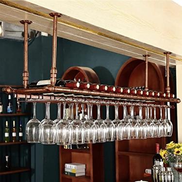 Imagem de Suporte suspenso para copo de vinho, decoração de teto, suporte vintage para garrafa de vinho, suporte humanizado, prático, com altura ajustável, decoração de casa