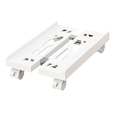 Imagem de VHDY85KA Suporte de torre de PC para mesa de escritório, suporte de CPU móvel ajustável com rodas giratórias de bloqueio, suporte de capa de PC expansível para a maioria dos acessórios de torres de