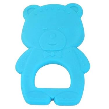 Imagem de Mordedor Infantil em Formato de Urso Azul para Alívio da Dentição do Bebê