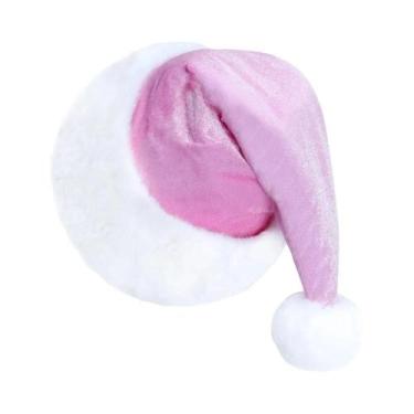 Imagem de Chapéu De Natal De Veludo, Gorro Festivo Espesso Para Adultos E Crianç