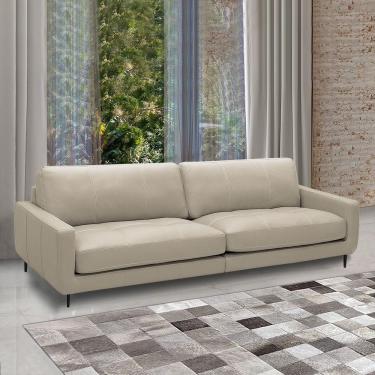 Imagem de Sofá Decorativo Isaac 4 Lugares Sala de estar 270cm Pés em Aço Couro Bege G88 - Gran Belo