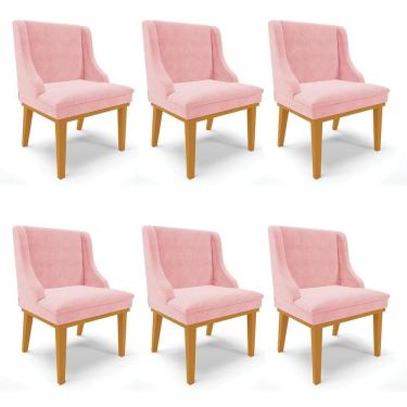 Imagem de Kit 06 Cadeiras De Jantar Liz Suede Rosa Bebê