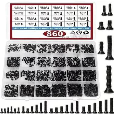 Imagem de Kit De Parafusos Pequenos Para Computador, 860 Peças, Preto, M1.2 M1.4