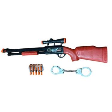 Imagem de Arminha de Brinquedo Pressão Grande lança Dardos + Algema - M&J VARIED