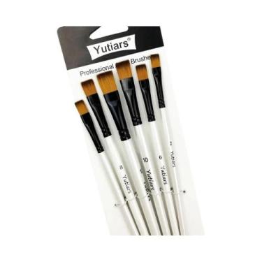 Imagem de Conjunto De 6 Pincéis De Pintura Artística Para Acrílico, Óleo E Aquar