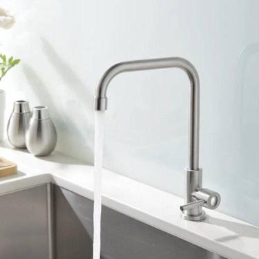 Imagem de Lux Torneira de Bancada Retangular Aço Escovado 1/4 Volta