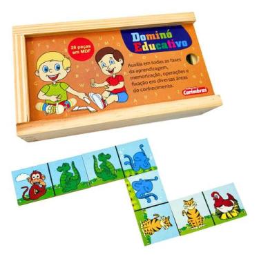 Imagem de Dominó Animais Brinquedos Educativos Pedagógico Jogo Infantil Lúdico M