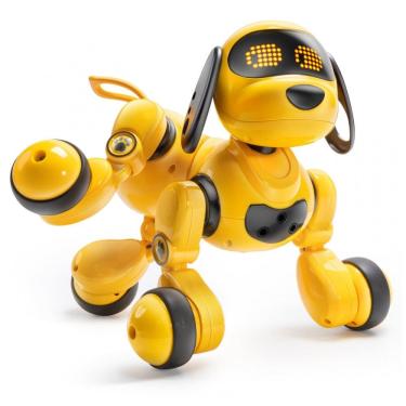 Imagem de Cachorro robô inteligente Ruko 18011 amarelo com controle remoto e gestos, expressões em LED programáveis e sensores de obstáculos