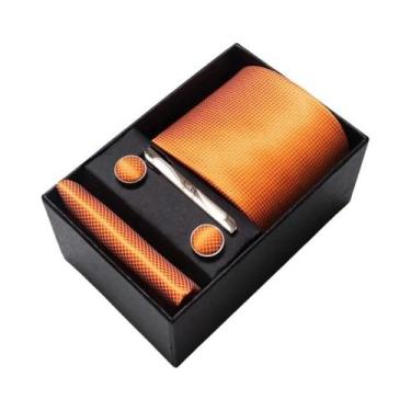 Imagem de Conjunto De Abotoaduras, Gravata E Lenço De Bolso Masculino Listrado R
