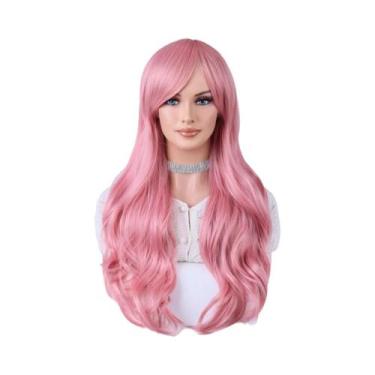 Imagem de Peruca Longa Azul Cacheada Para Mulheres, Cabelo Sintético Resistente 