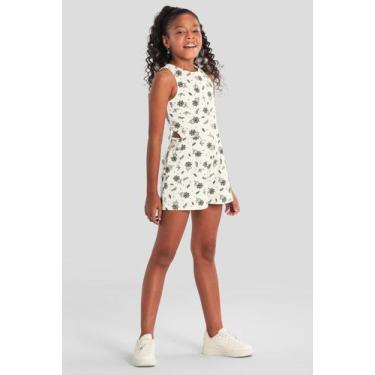Imagem de Macaquinho infantil menina florido em cotton Brandili, Natural, 8