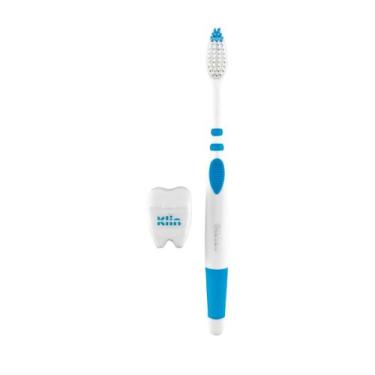 Imagem de Pack Escova Dental Cerdas Macias + Fio Dental Dentinho Klin, Azul