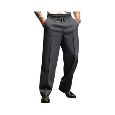 Imagem de Calças Masculinas De Moda Casual Para Primavera E Outono, Cor Sólida, 