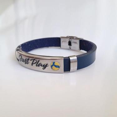 Imagem de Pulseira Vôlei Just Play Aço Inox Bola vôlei Mikasa, Azul marinho