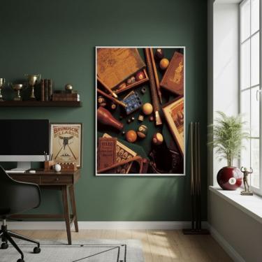 Imagem de Quadro Decorativo Elementos De Sinuca-70x50cm Mold Preta