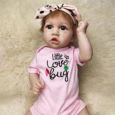 Imagem de KEGUOF Bonecos De BebÊ Reborn,bebÊ Reborn Menina- Olhos Cinzas 58cm 22"vinil Macio BebÊ De Silicone SÓlido Com ÓrgÃos Genitais BiberÃo BebÊ Reborn De Silicone Original Boneca Bebe,boneca Reborn,Pink,Menino