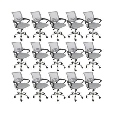 Imagem de Kit 15 Cadeiras De Escritório Begonia Tela Mesh Cinza - Oficial Websho