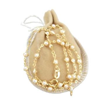 Imagem de Corrente Feminina 40/45cm 4mm Perola Folheada Ouro 18k CR557 - Wnbijou
