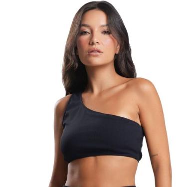 Imagem de Top Fitness Canelado Feminino Vekyo Academia Ombro Só Poliamida Assimé