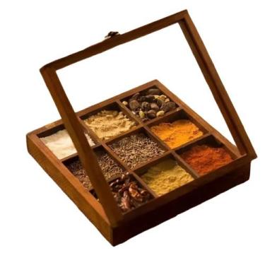 Imagem de Caixa de Madeira Para Especiarias de Gin com 9 Divisórias - WARI