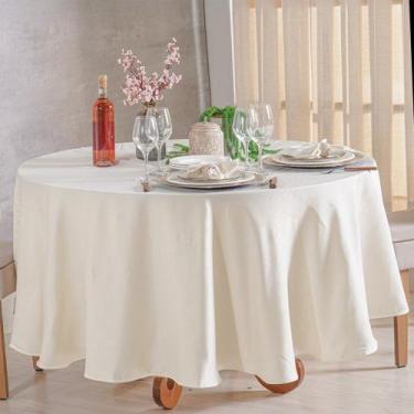 Imagem de Toalha de Mesa Redonda Finesse 220cm 100% Poliéster Tessi Amendoa