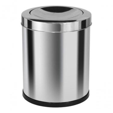 Imagem de Lixeira Tampa Meia Esfera 30L Aço Inox Abertura Basculante com Bandeja Interna Inox Hig...