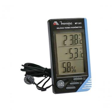 Imagem de Relógio termo-higrômetro MT-241 com Medição de Temperatura e Umidade Ambiente 4 em 1 Mi...