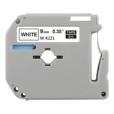 Imagem de Fita Para Rotuladora M-k221 Mk221 9mm Branca Escrita Preta Cinza