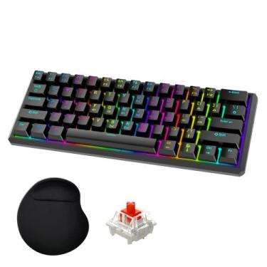Imagem de Teclado mecânico para jogos Snpurdiri 60% Gasket RGB 61 teclas