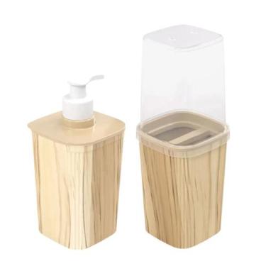 Imagem de Kit Porta Escovas Dispenser Sabonete Líquido Acessórios Banheiro - - P