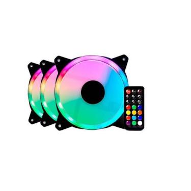 Imagem de Kit 3 Fans Arvex, RGB, 120mm, Com Controladora, Preto