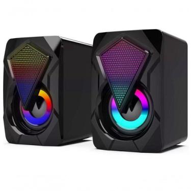 Imagem de Caixa Caixinha De Som Gamer Rgb Para Pc Notebook Tv 6w Kp-ro - KNUP BR