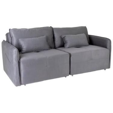 Imagem de Sofá-cama 3 Lugares Casal Reclinável Veludo Matrix Celine, Chumbo, 3 l