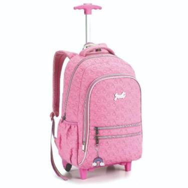 Imagem de Mochila Rodinhas Infantil Juvenil Feminina Matelassê Teen Arco Íris Ju