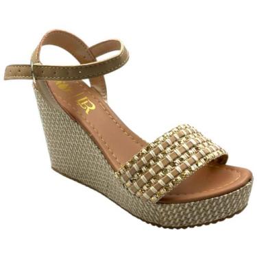 Imagem de Sandalia Casual Salto Alto Confortavel Plataforma Verano - LR, Bege