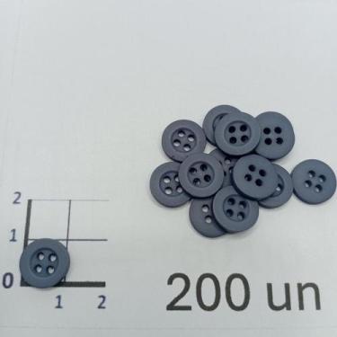 Imagem de Botões Cinza Azulado 11mm 4 Furos Fosco 50Un 100Un 200Un confecção ves