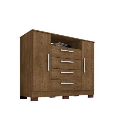 Imagem de Cômoda Grande Quarto Casal Solteiro 2 Portas 4 Gavetas Madeira Malbec 
